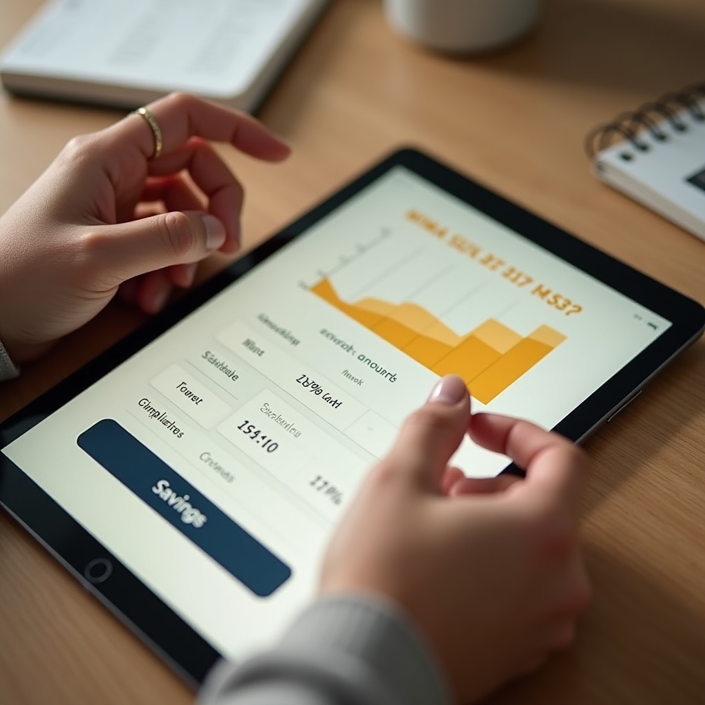 Close-up of an interactive financial calculator interface with input fields and result charts