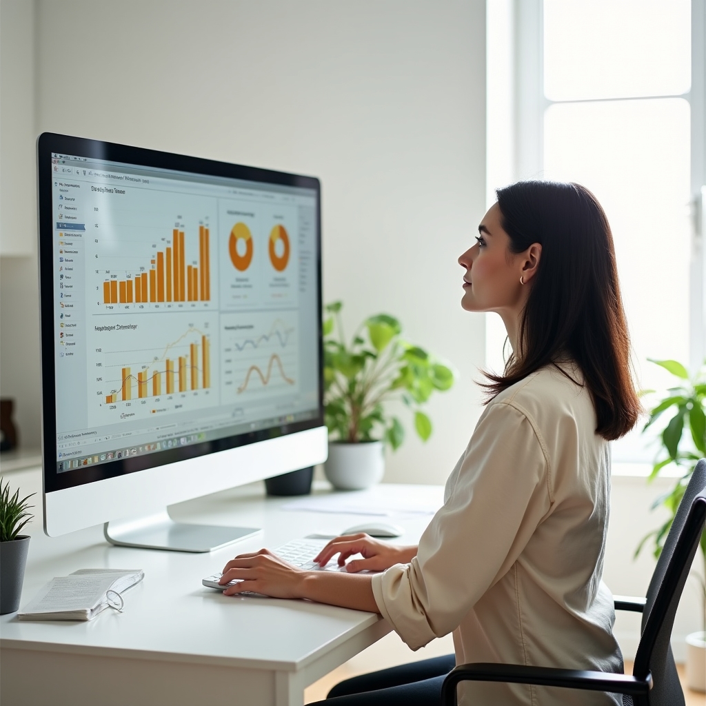 Financial planning dashboard showing charts and calculators on a modern screen